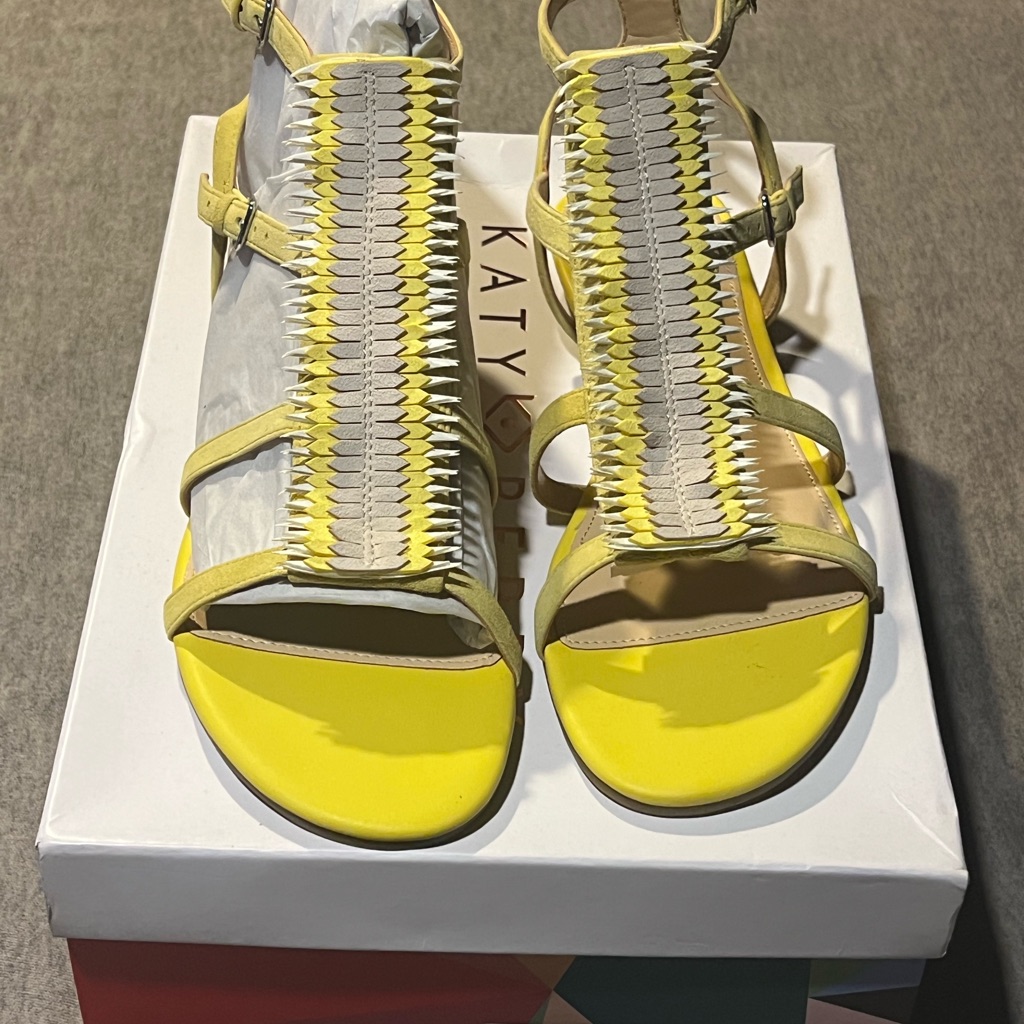 Katy Perry Yellow Suede Leather Sandals Brand New